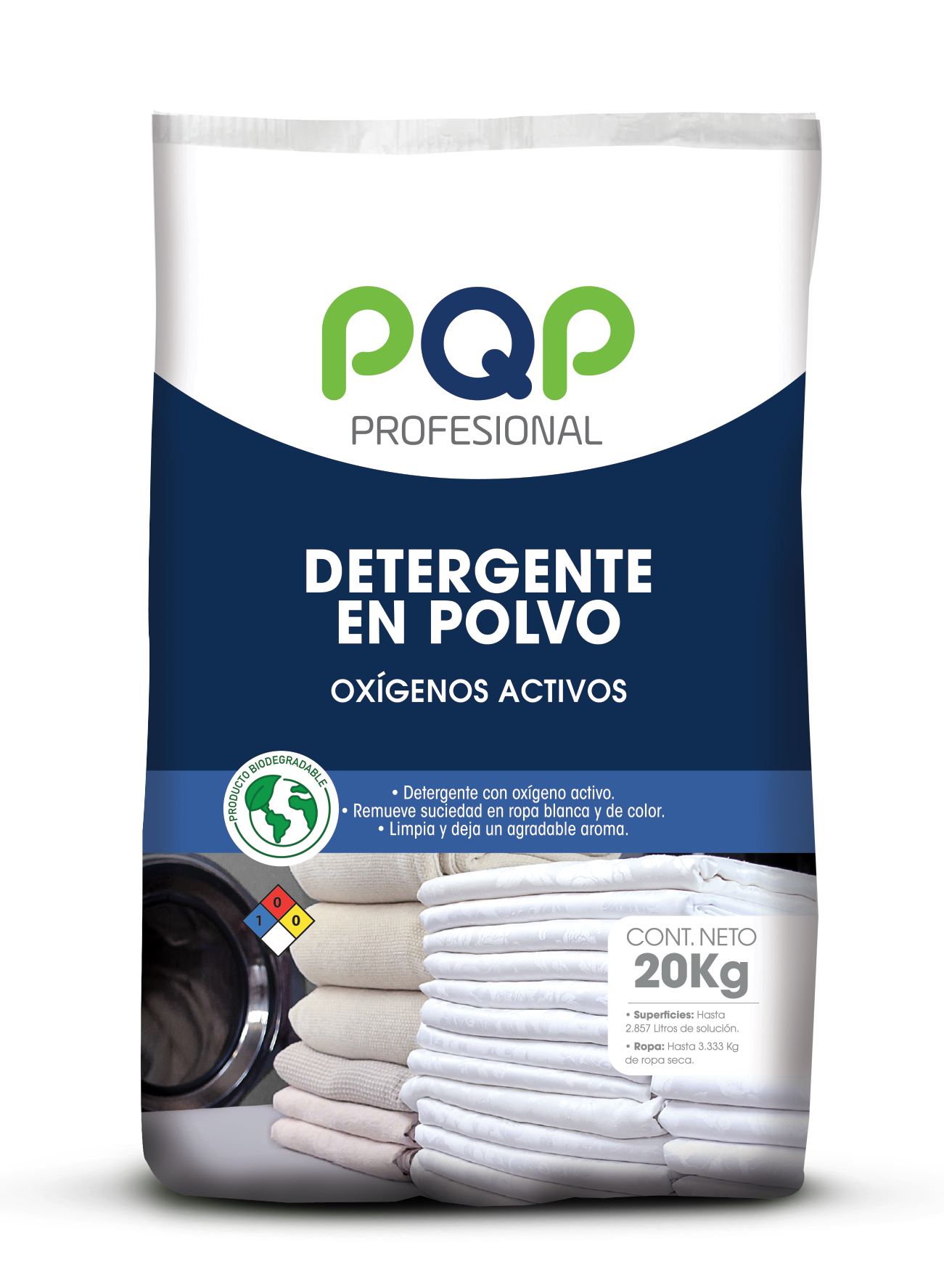 Detergente en Polvo PQP Profesional con Oxígenos Activos 20 Kg