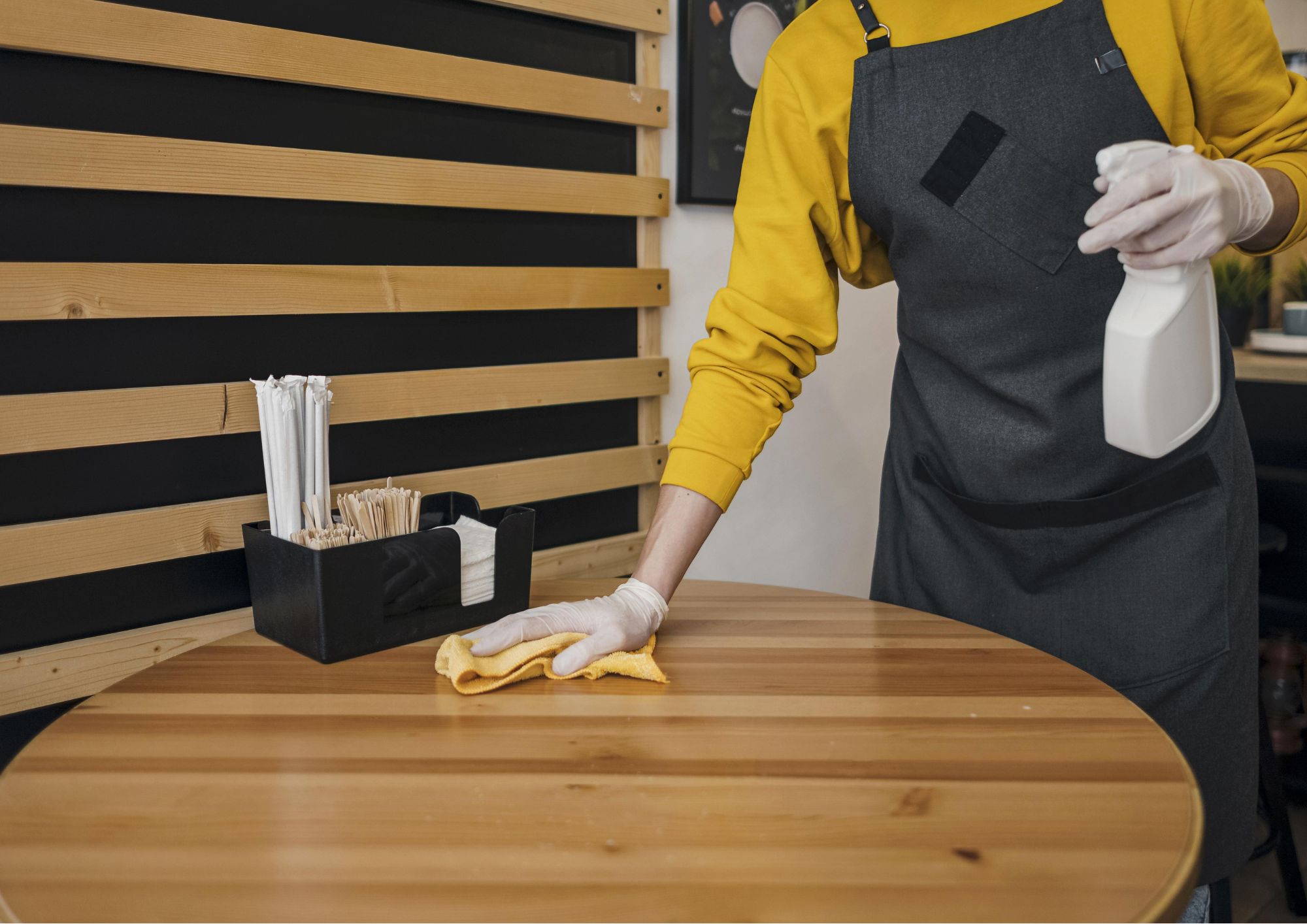 mujer trabaja restaurante con productos kipclin