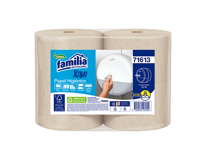 Papeles higiénicos: Papel Higiénico Xtra1 Natural Hoja Doble 200m X 4  Rollos (71613)