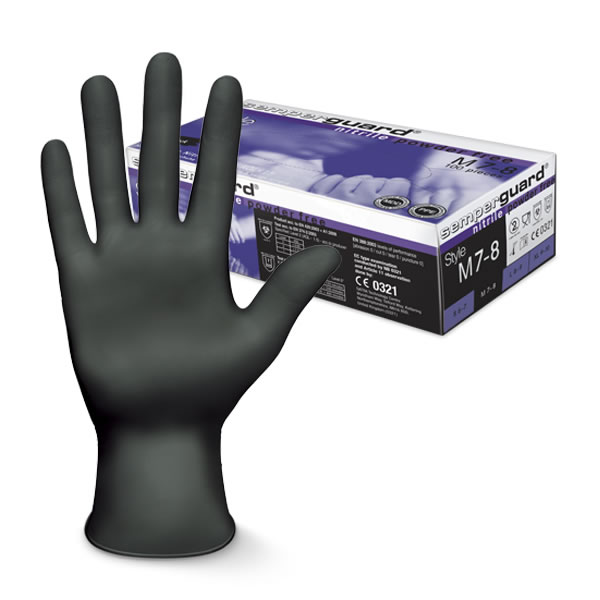 Guantes de Nitrilo Negro TallaM Caja x 100 Und