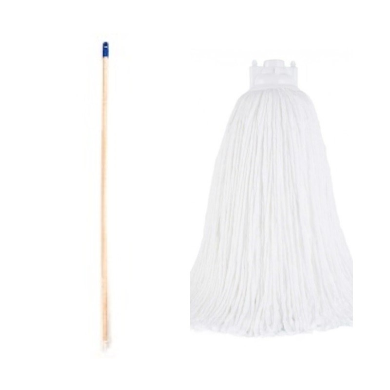 Trapero Microfibra Blanca Cabo de Madera 240 Gr