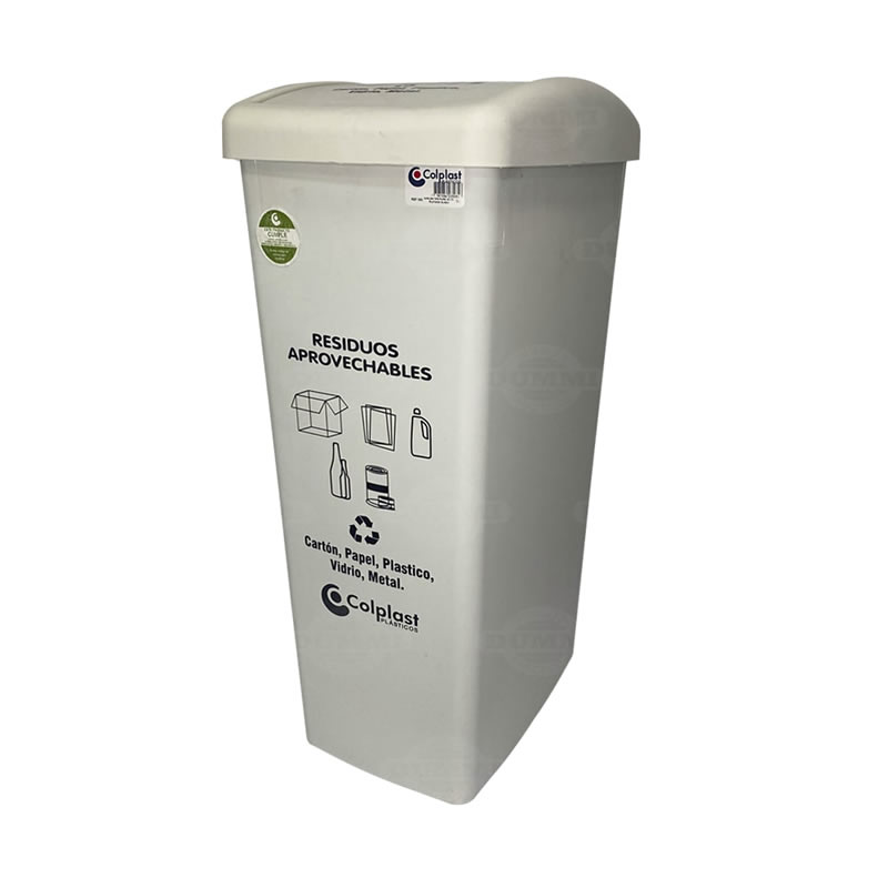 Papeleras y Contenedores: Papelera Tapa Plana 55 L Blanca Para Reciclable -  Aprovechables Colplast