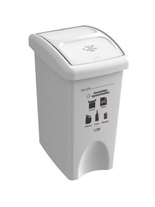 Papelera Vaiven Plana 35L Blanco-Reciclable Aprovechable