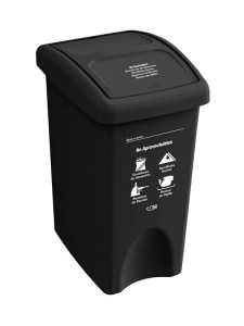 Papelera Vaiven Plana 35L Negro-No Aprovechable