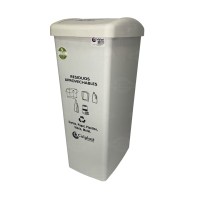 Papelera Tapa Plana 55 L Blanca Para Reciclable - Aprovechables Colplast