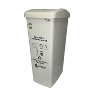 (E) Papelera Tapa Plana 55 L Blanca Para Reciclable - Aprovechables Colplast