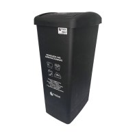 Papelera Tapa Plana 55 L Negra Para No Aprovechable Colplast