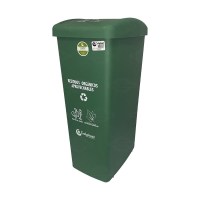 (E) Papelera Tapa Plana 55 L verde Para Organico Aprovechable Colplast